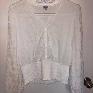 Kismet White Cropped Ribbed Blouse